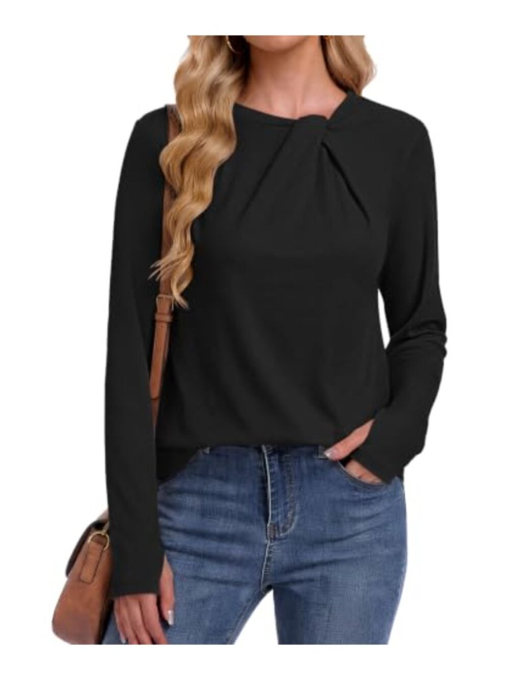Womens Mock Neck Slim Fit Long Sleeve Top with Thumb Holes